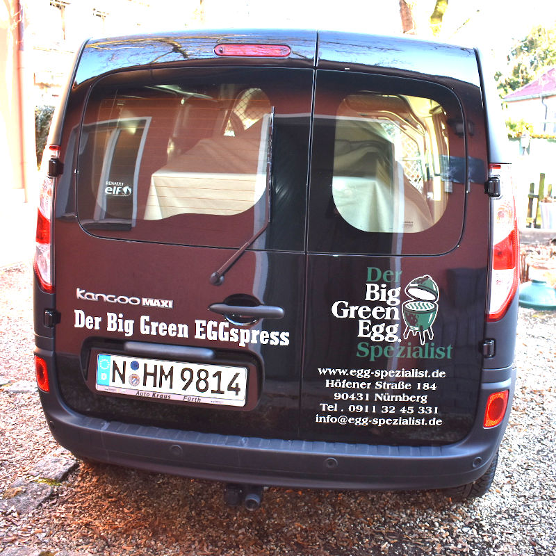 Der Big Green Eggspress Lieferwagen von hinten